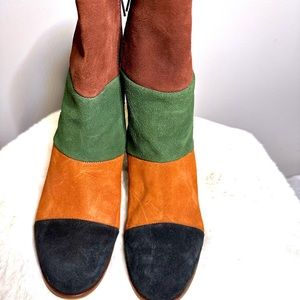 MUSSE & CLOUD color block suede heeled bootie